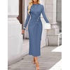 image:imageZESICA Womens Fall Long Sleeve Mock Neck Bodycon Midi DressDustyblue