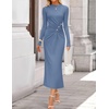 image:imageZESICA Womens Fall Long Sleeve Mock Neck Bodycon Midi DressDustyblue