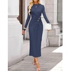 image:imageZESICA Womens Fall Long Sleeve Mock Neck Bodycon Midi DressNavy