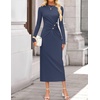 image:imageZESICA Womens Fall Long Sleeve Mock Neck Bodycon Midi DressNavy