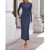 image:imageZESICA Womens Fall Long Sleeve Mock Neck Bodycon Midi DressNavy