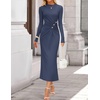 image:imageZESICA Womens Fall Long Sleeve Mock Neck Bodycon Midi DressNavy