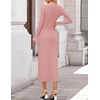 image:imageZESICA Womens Fall Long Sleeve Mock Neck Bodycon Midi DressPink