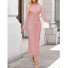 image:imageZESICA Womens Fall Long Sleeve Mock Neck Bodycon Midi DressPink