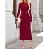 image:imageZESICA Womens Fall Long Sleeve Mock Neck Bodycon Midi DressRed