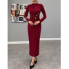 image:imageZESICA Womens Fall Long Sleeve Mock Neck Bodycon Midi DressRed