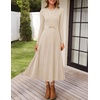 image:imageZESICA Womens Fall Long Sleeve Pleated Midi Sweater DressesApricot