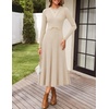 image:imageZESICA Womens Fall Long Sleeve Pleated Midi Sweater DressesApricot