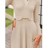 image:imageZESICA Womens Fall Long Sleeve Pleated Midi Sweater DressesApricot