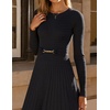 image:imageZESICA Womens Fall Long Sleeve Pleated Midi Sweater DressesBlack