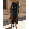 image:imageZESICA Womens Fall Long Sleeve Pleated Midi Sweater DressesBlack