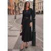 image:imageZESICA Womens Fall Long Sleeve Pleated Midi Sweater DressesBlack