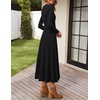 image:imageZESICA Womens Fall Long Sleeve Pleated Midi Sweater DressesBlack
