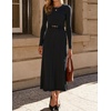 image:imageZESICA Womens Fall Long Sleeve Pleated Midi Sweater DressesBlack