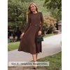 image:imageZESICA Womens Fall Long Sleeve Pleated Midi Sweater DressesCoffee
