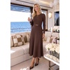 image:imageZESICA Womens Fall Long Sleeve Pleated Midi Sweater DressesCoffee