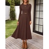 image:imageZESICA Womens Fall Long Sleeve Pleated Midi Sweater DressesCoffee