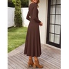 image:imageZESICA Womens Fall Long Sleeve Pleated Midi Sweater DressesCoffee