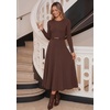 image:imageZESICA Womens Fall Long Sleeve Pleated Midi Sweater DressesCoffee