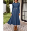 image:imageZESICA Womens Fall Long Sleeve Pleated Midi Sweater DressesDark Blue