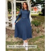 image:imageZESICA Womens Fall Long Sleeve Pleated Midi Sweater DressesDark Blue