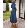 image:imageZESICA Womens Fall Long Sleeve Pleated Midi Sweater DressesDark Blue