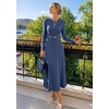 image:imageZESICA Womens Fall Long Sleeve Pleated Midi Sweater DressesDark Blue