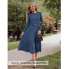 image:imageZESICA Womens Fall Long Sleeve Pleated Midi Sweater DressesDark Blue