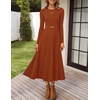 image:imageZESICA Womens Fall Long Sleeve Pleated Midi Sweater DressesRust