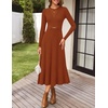 image:imageZESICA Womens Fall Long Sleeve Pleated Midi Sweater DressesRust