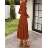 image:imageZESICA Womens Fall Long Sleeve Pleated Midi Sweater DressesRust