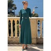 image:imageZESICA Womens Fall Long Sleeve Pleated Midi Sweater DressesTeal