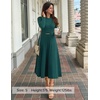 image:imageZESICA Womens Fall Long Sleeve Pleated Midi Sweater DressesTeal