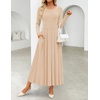 image:imageZESICA Womens Fall Long Sleeve Slimming Knit Modest Maxi DressesApricot