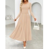 image:imageZESICA Womens Fall Long Sleeve Slimming Knit Modest Maxi DressesApricot