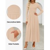 image:imageZESICA Womens Fall Long Sleeve Slimming Knit Modest Maxi DressesApricot