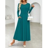 image:imageZESICA Womens Fall Long Sleeve Slimming Knit Modest Maxi DressesAqua