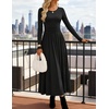 image:imageZESICA Womens Fall Long Sleeve Slimming Knit Modest Maxi DressesBlack