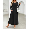 image:imageZESICA Womens Fall Long Sleeve Slimming Knit Modest Maxi DressesBlack