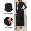 image:imageZESICA Womens Fall Long Sleeve Slimming Knit Modest Maxi DressesBlack
