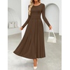image:imageZESICA Womens Fall Long Sleeve Slimming Knit Modest Maxi DressesBrown