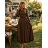 image:imageZESICA Womens Fall Long Sleeve Slimming Knit Modest Maxi DressesBrown