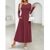 image:imageZESICA Womens Fall Long Sleeve Slimming Knit Modest Maxi DressesFuchsia