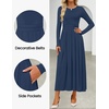 image:imageZESICA Womens Fall Long Sleeve Slimming Knit Modest Maxi DressesNavy