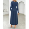 image:imageZESICA Womens Fall Long Sleeve Slimming Knit Modest Maxi DressesNavy