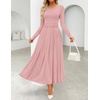 image:imageZESICA Womens Fall Long Sleeve Slimming Knit Modest Maxi DressesPink