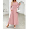 image:imageZESICA Womens Fall Long Sleeve Slimming Knit Modest Maxi DressesPink