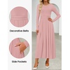 image:imageZESICA Womens Fall Long Sleeve Slimming Knit Modest Maxi DressesPink