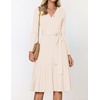 image:imageZESICA Womens Fall Long Sleeve Wrap Wedding Guest Midi Sweater DressesApricot