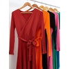 image:imageZESICA Womens Fall Long Sleeve Wrap Wedding Guest Midi Sweater DressesBlack